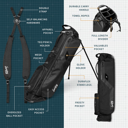 EL CAMINO - Matte Black Walking Golf Bag