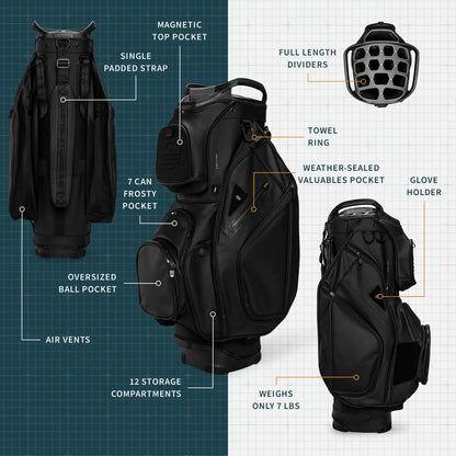 Sac de Golf Chariot "THE BIG RIG" Classe S Couleur Noir Mat